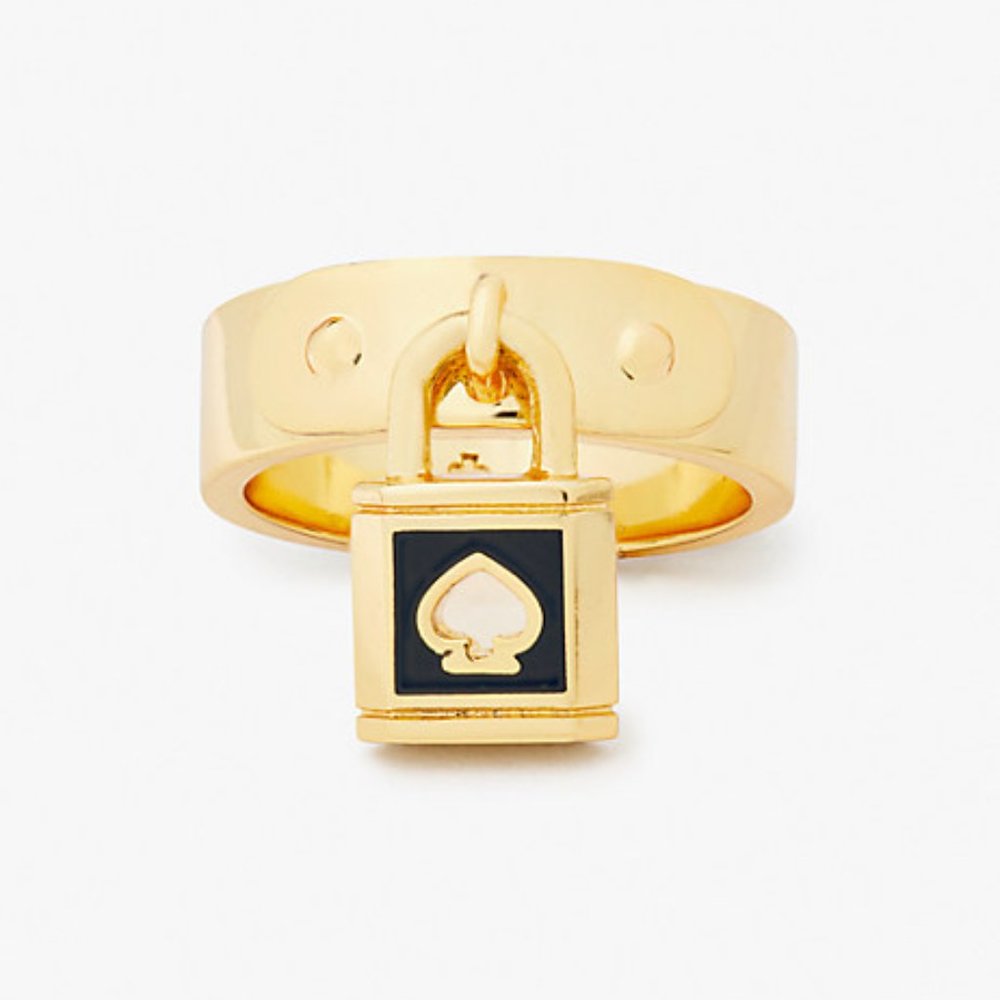 Kate Spade lock and spade enamel ring Size 7